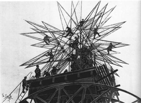 1900 26 mai L-Illustration Le Montage de l-etoile qui surmonte le palais de l-Electricite
